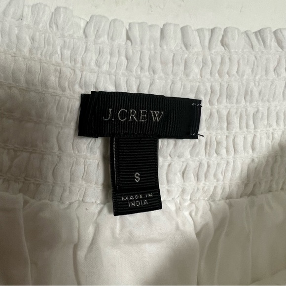 J. Crew White Tassel Trim Embroidered Smocked A-Line Cotton Mini Skirt Size S - Picture 4 of 6